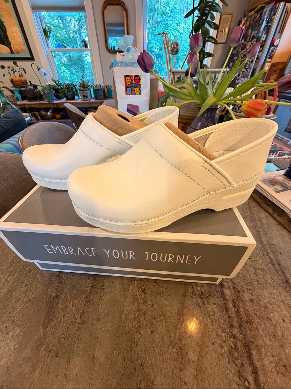 NWT WHITE DANSKO CLOGS White Leather Clogs - Comfortable Slip-On